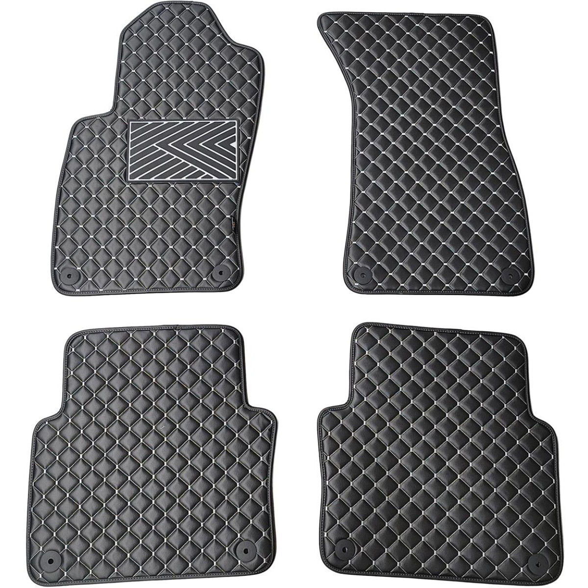 Eko ādas paklājiņi QuiltyMats AUDI A8 2002-2009g. (D3) (Melna / pelēkas šuves)
