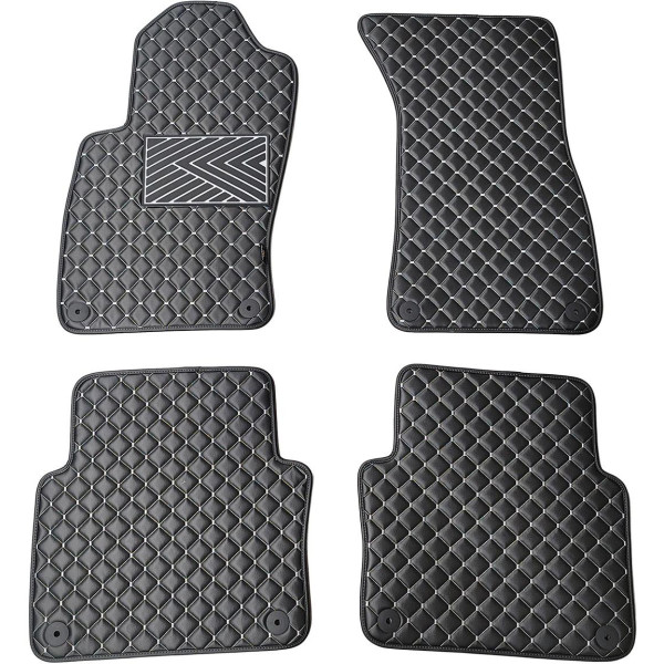 Eko ādas paklājiņi QuiltyMats AUDI A8 2002-2009g. (D3) (Melna / pelēkas šuves)