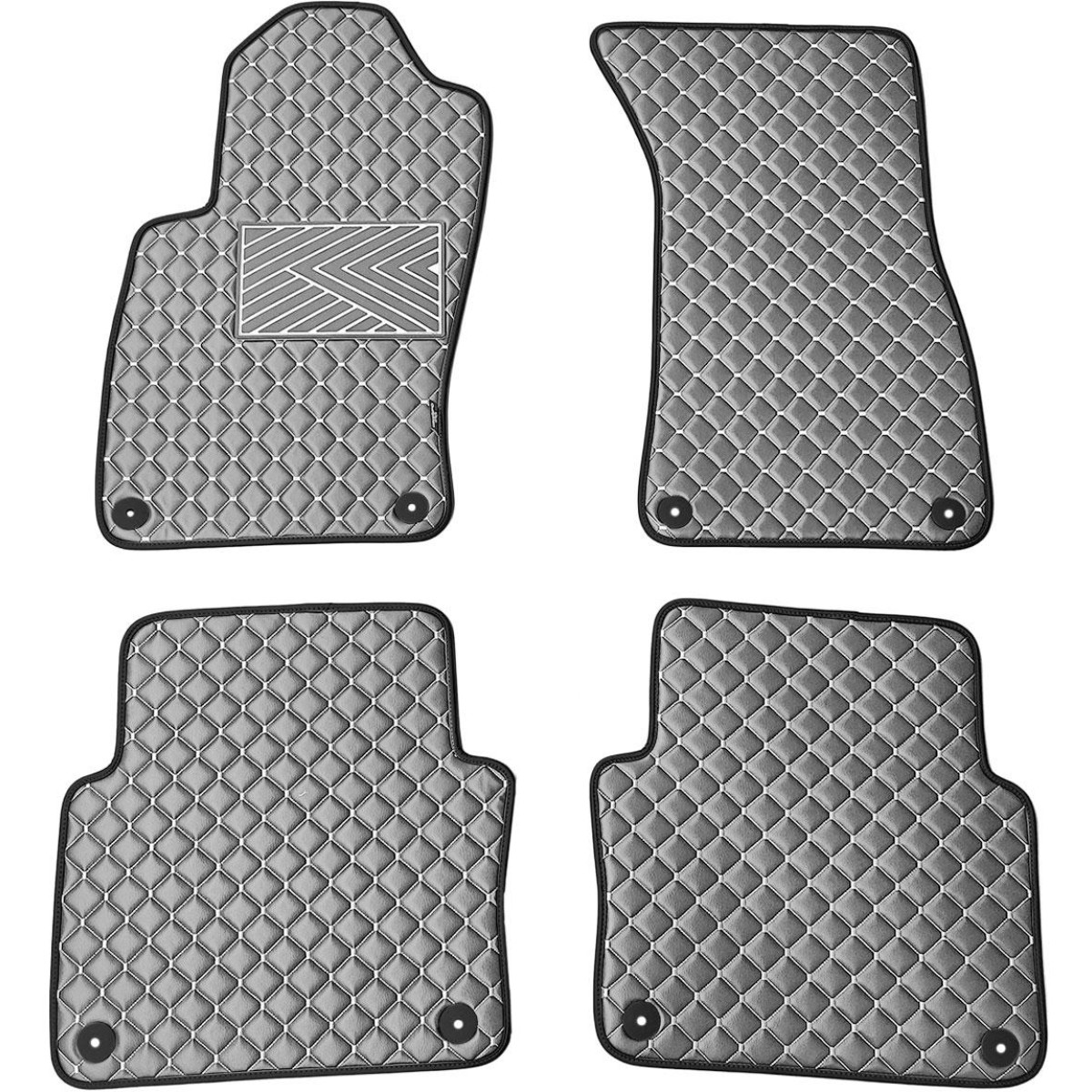 Eko ādas paklājiņi QuiltyMats AUDI A8 2002-2009g. (D3) (Pelēks / pelēkas šuves)