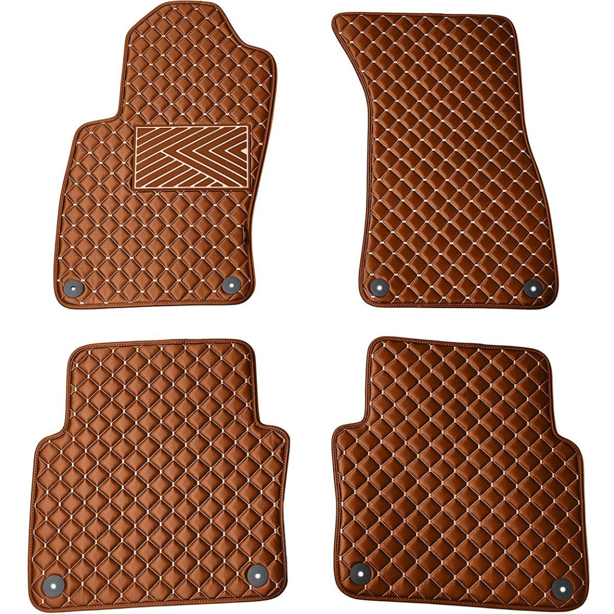 Eko ādas paklājiņi QuiltyMats AUDI A8 2002-2009g. (D3) (Brūns / brūnas šuves)