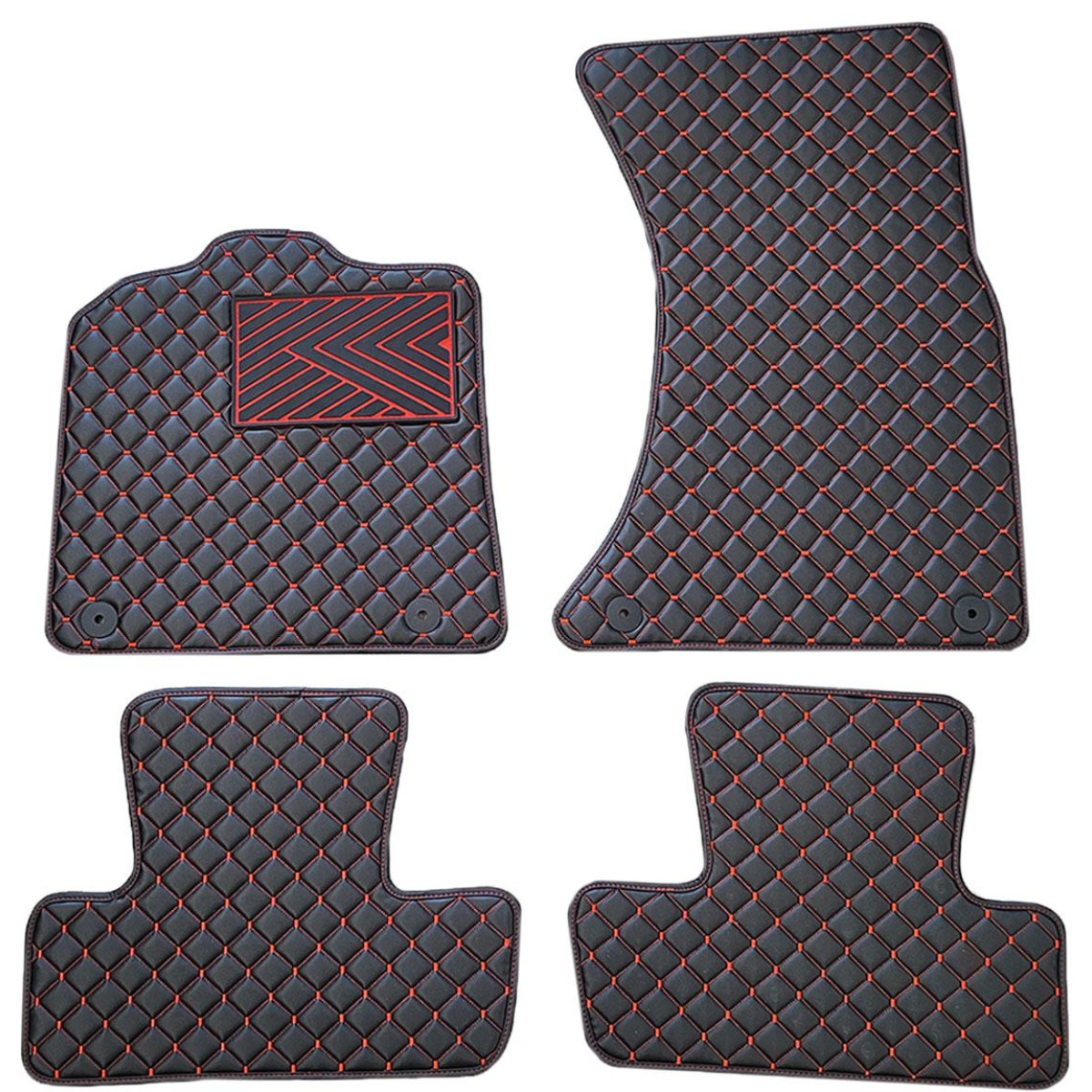 Eko ādas paklājiņi QuiltyMats AUDI Q5 2008-2016g. (Melna / sarkanas šuves)