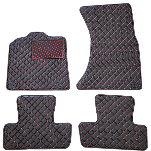 Eko ādas paklājiņi QuiltyMats AUDI Q5 2008-2016g. (Melna / sarkanas šuves)