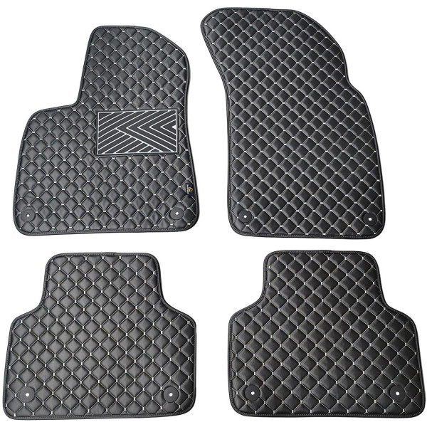 Eko ādas paklājiņi QuiltyMats AUDI Q7 no 2015g. (Melna / pelēkas šuves)