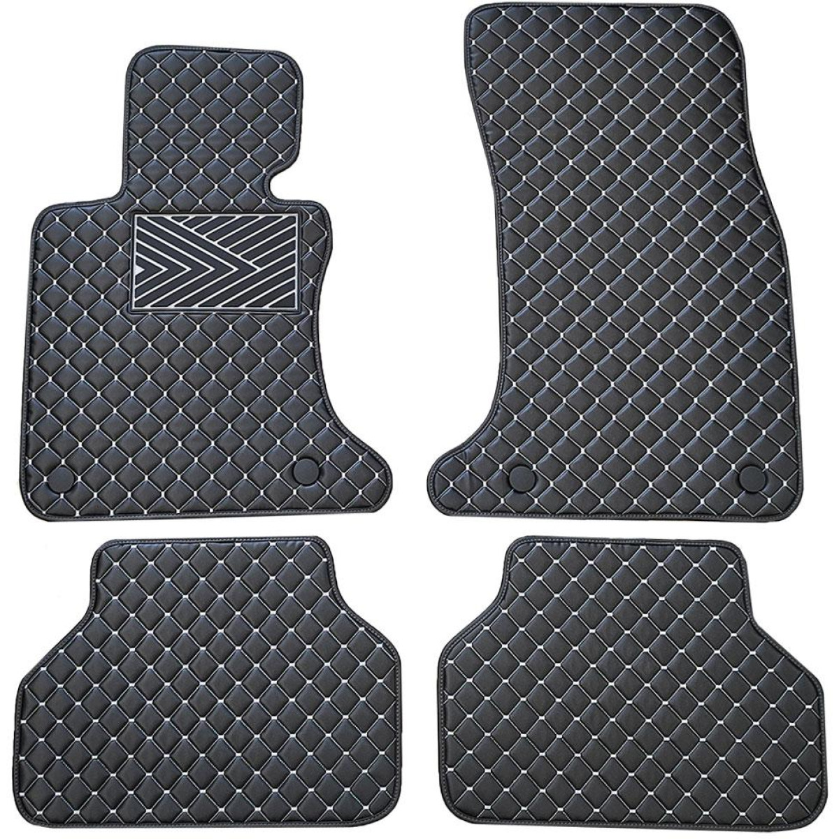 Eko ādas paklājiņi QuiltyMats BMW 5 ser. 2004-2010g. (E60/E61) (Melna / pelēkas šuves)
