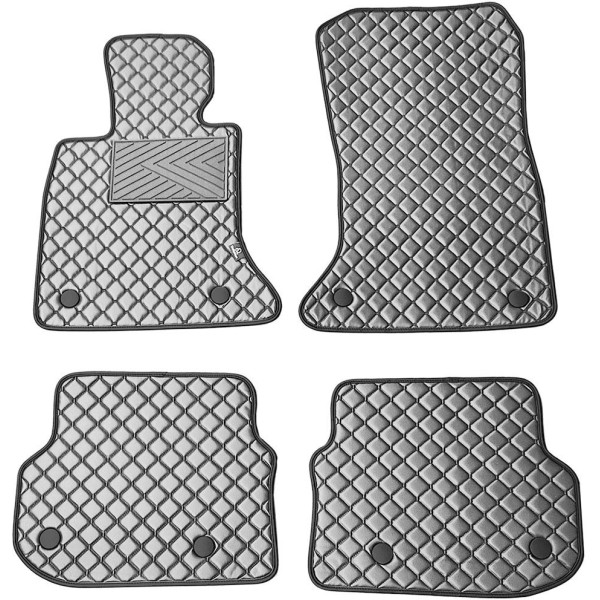 Eko ādas paklājiņi QuiltyMats BMW 5 ser. 2010-2014g. (F10) (Pelēks / pelēkas šuves)