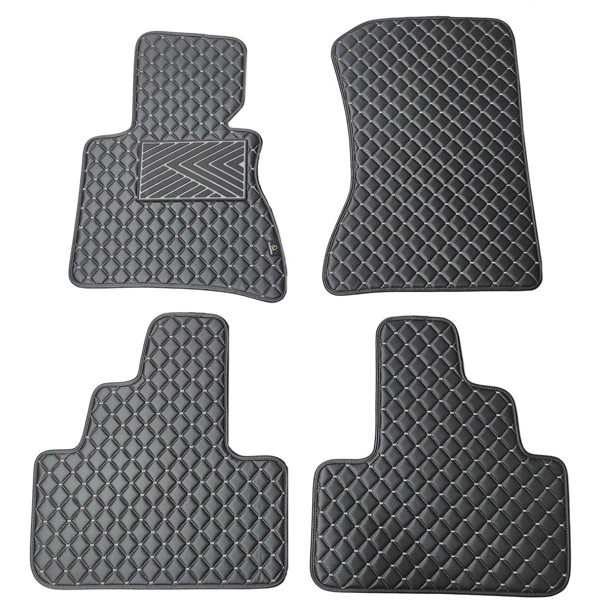 Eko ādas paklājiņi QuiltyMats BMW X3 2003-2010g. (E83) (Melna / pelēkas šuves)