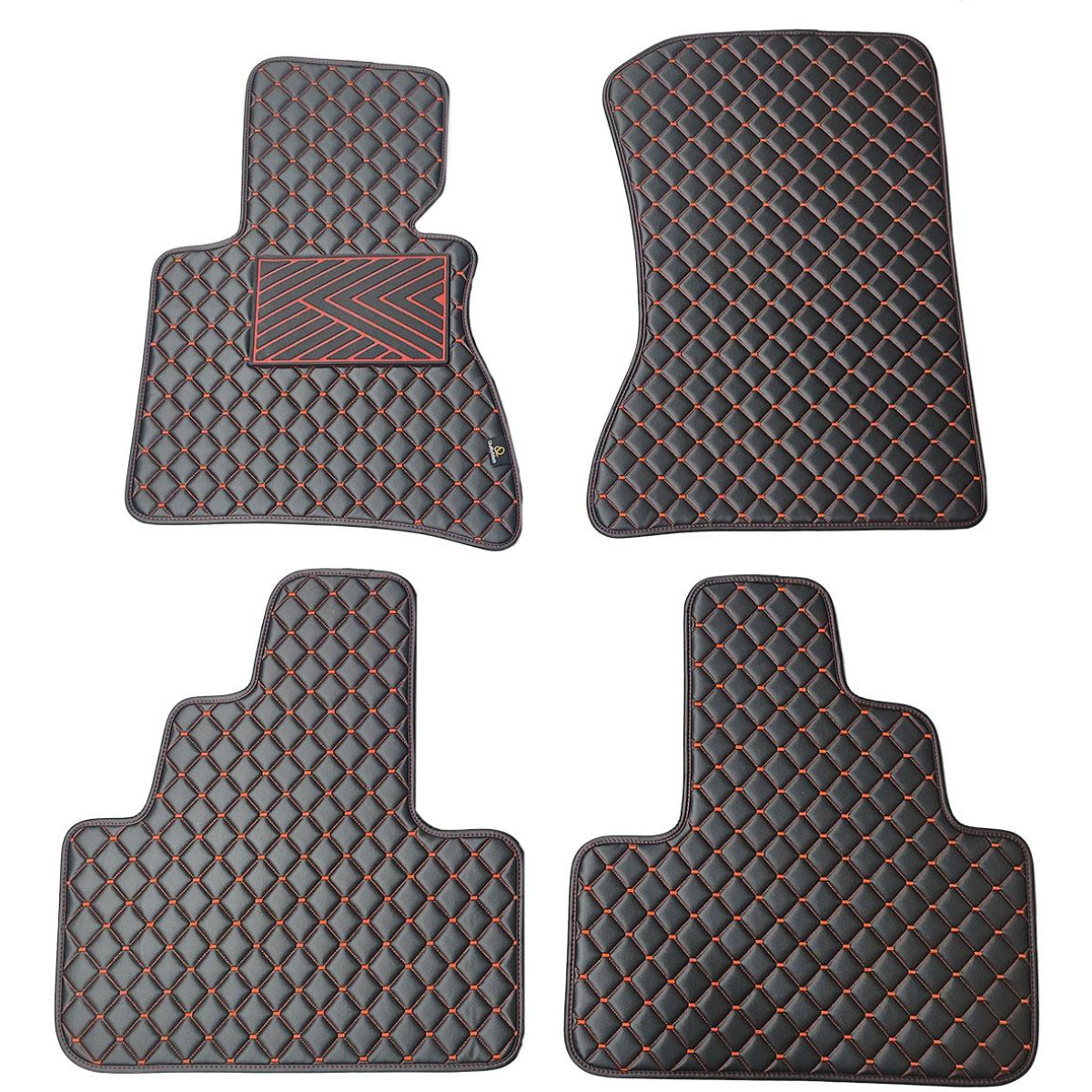 Eko ādas paklājiņi QuiltyMats BMW X3 2003-2010g. (E83) (Melna / sarkanas šuves)