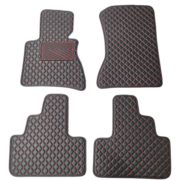 Eko ādas paklājiņi QuiltyMats BMW X3 2003-2010g. (E83) (Melna / sarkanas šuves)