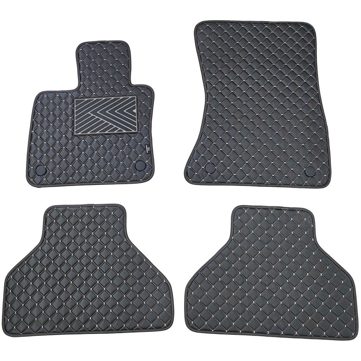 Eko ādas paklājiņi QuiltyMats BMW X5 2007-2013g. (E70) (Melna / pelēkas šuves)