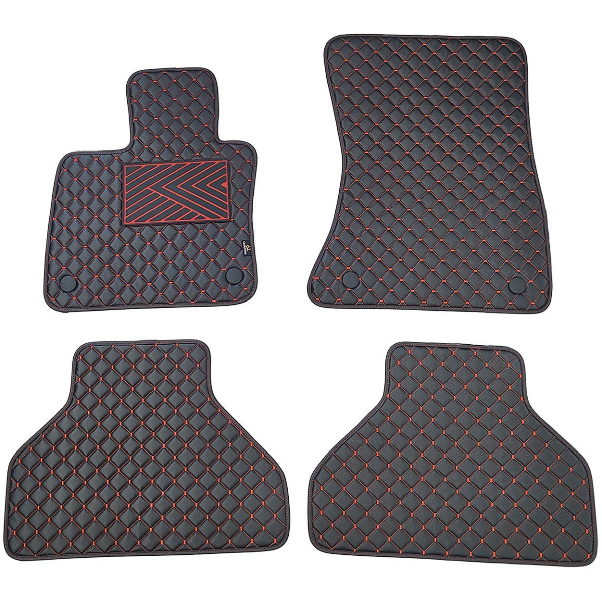 Eko ādas paklājiņi QuiltyMats BMW X5 2007-2013g. (E70) (Melna / sarkanas šuves)