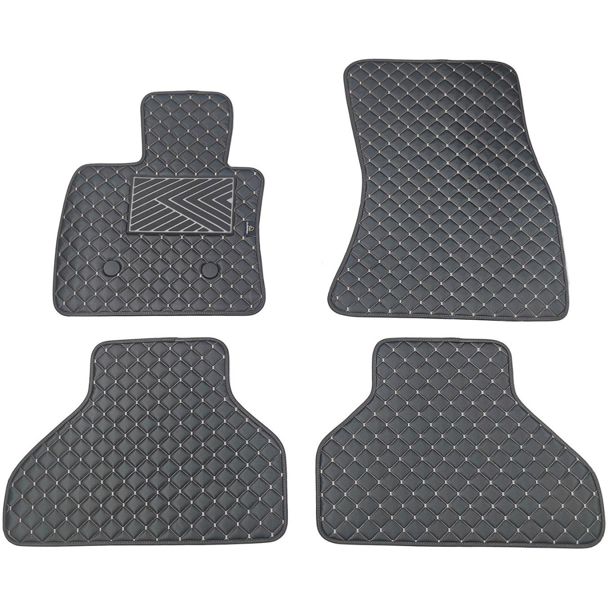 Eko ādas paklājiņi QuiltyMats BMW X5 2013-2018g. (F15) (Melna / pelēkas šuves)