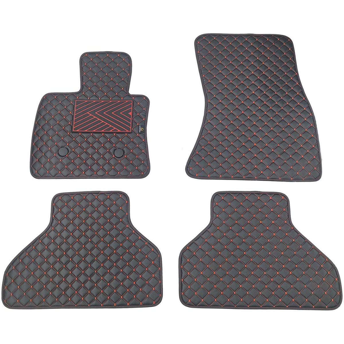Eko ādas paklājiņi QuiltyMats BMW X5 2013-2018g. (F15) (Melna / sarkanas šuves)