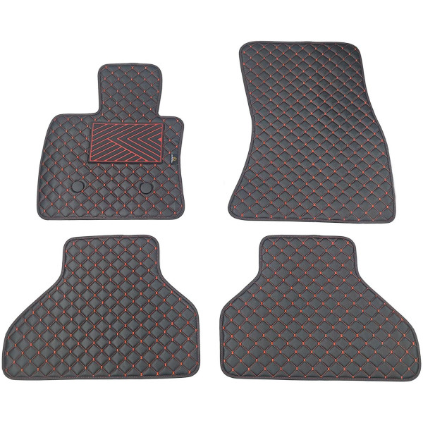 Eko ādas paklājiņi QuiltyMats BMW X5 2013-2018g. (F15) (Melna / sarkanas šuves)