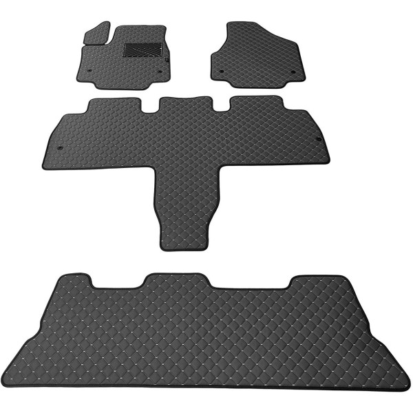 Eko ādas paklājiņi QuiltyMats CHRYSLER PACIFICA no 2021g. (I, II un III eilės, Hibridas) (Melna / pelēkas šuves)