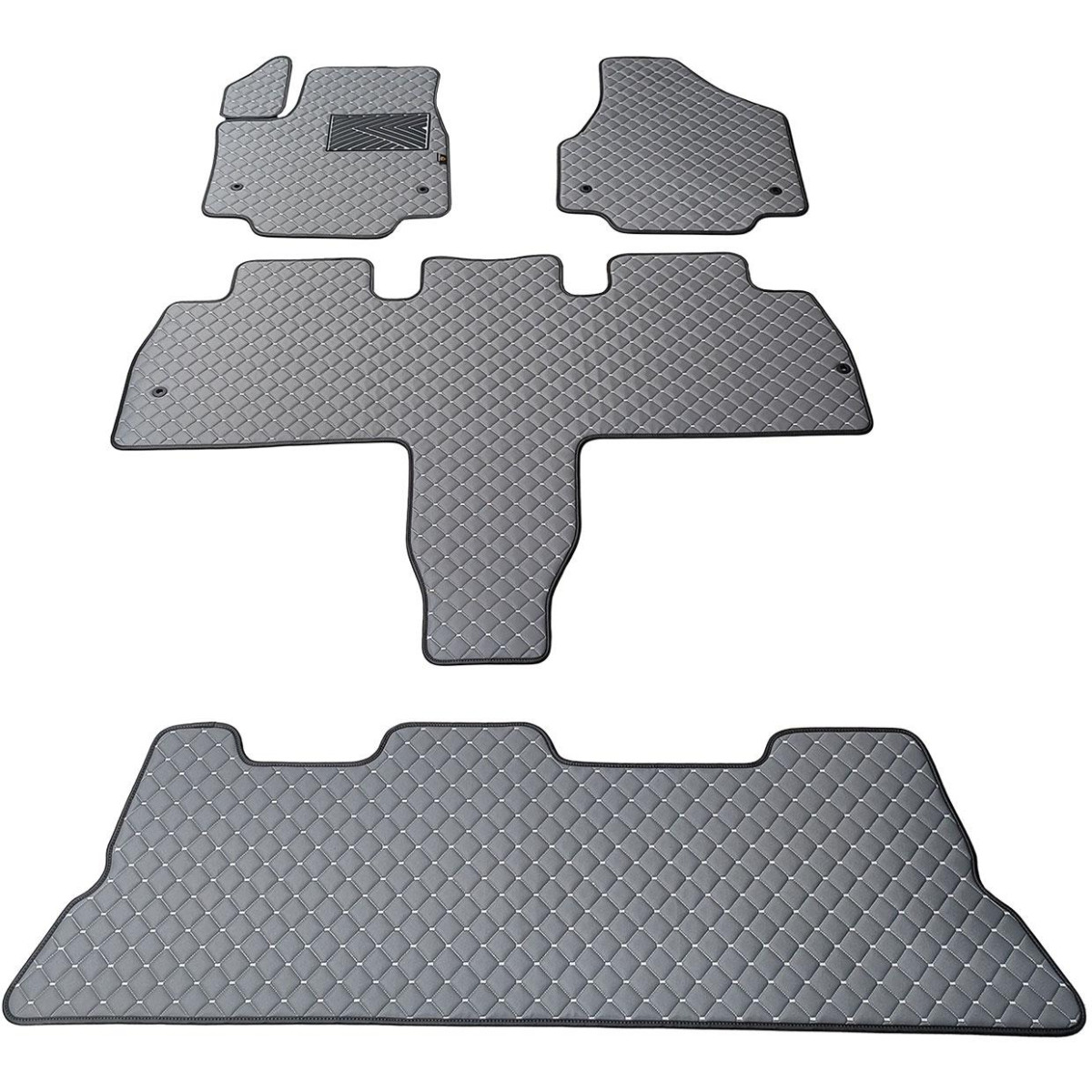 Eko ādas paklājiņi QuiltyMats CHRYSLER PACIFICA no 2021g. (I, II un III eilės, Hibridas) (Pelēks / pelēkas šuves)