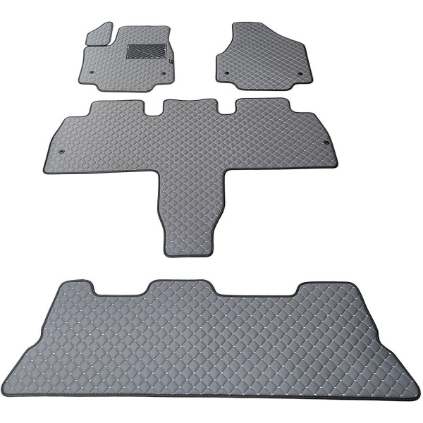 Eko ādas paklājiņi QuiltyMats CHRYSLER PACIFICA no 2021g. (I, II un III eilės, Hibridas) (Pelēks / pelēkas šuves)
