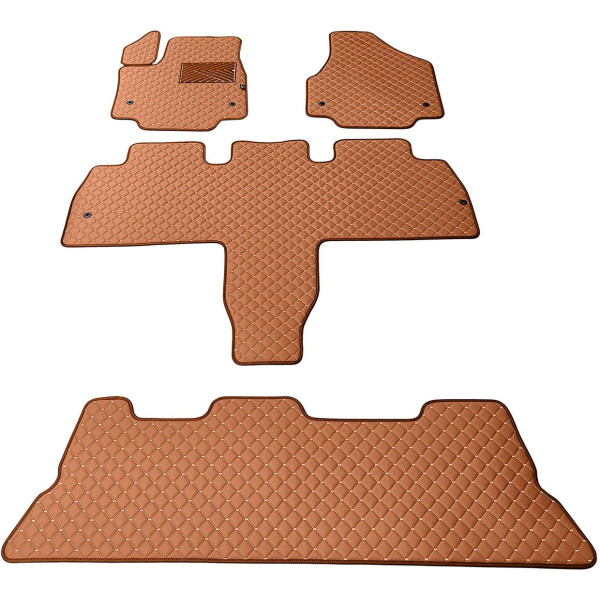 Eko ādas paklājiņi QuiltyMats CHRYSLER PACIFICA no 2021g. (I, II un III eilės, Hibridas) (Brūns / brūnas šuves)