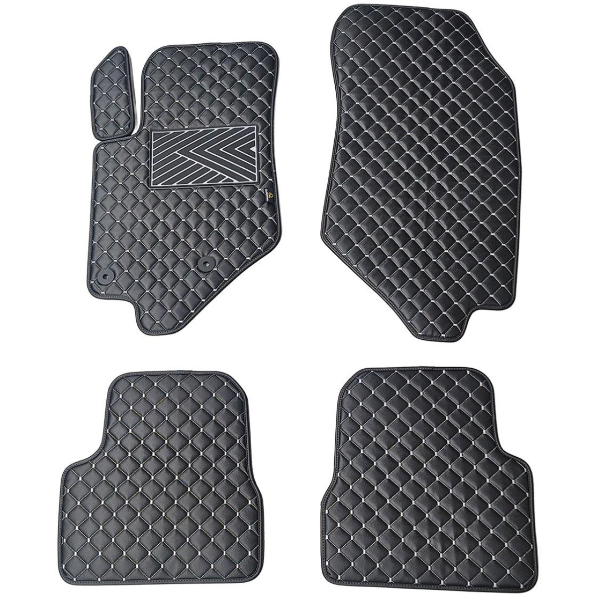 Eko ādas paklājiņi QuiltyMats PEUGEOT 2008 no 2019g. (Melna / pelēkas šuves)