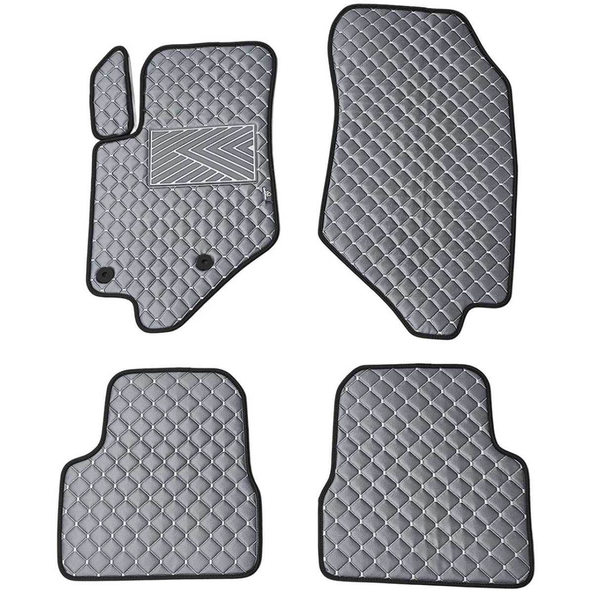 Eko ādas paklājiņi QuiltyMats PEUGEOT 2008 no 2019g. (Pelēks / pelēkas šuves)