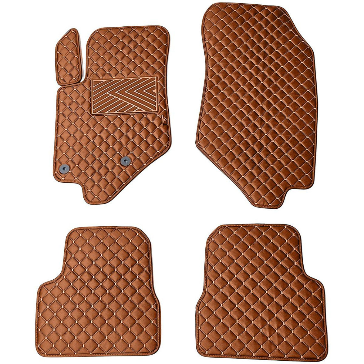 Eko ādas paklājiņi QuiltyMats PEUGEOT 2008 no 2019g. (Brūns / brūnas šuves)
