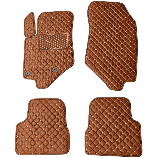 Eko ādas paklājiņi QuiltyMats PEUGEOT 2008 no 2019g. (Brūns / brūnas šuves)