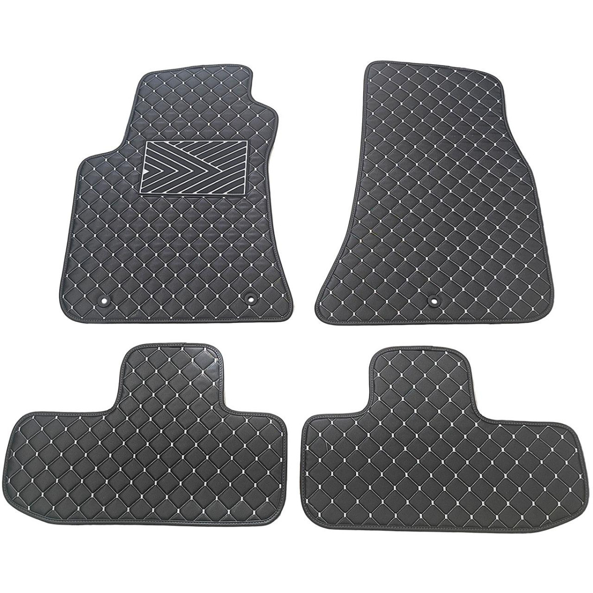 Eko ādas paklājiņi QuiltyMats DODGE CHALLENGER 2008-2023g. (Melna / pelēkas šuves)