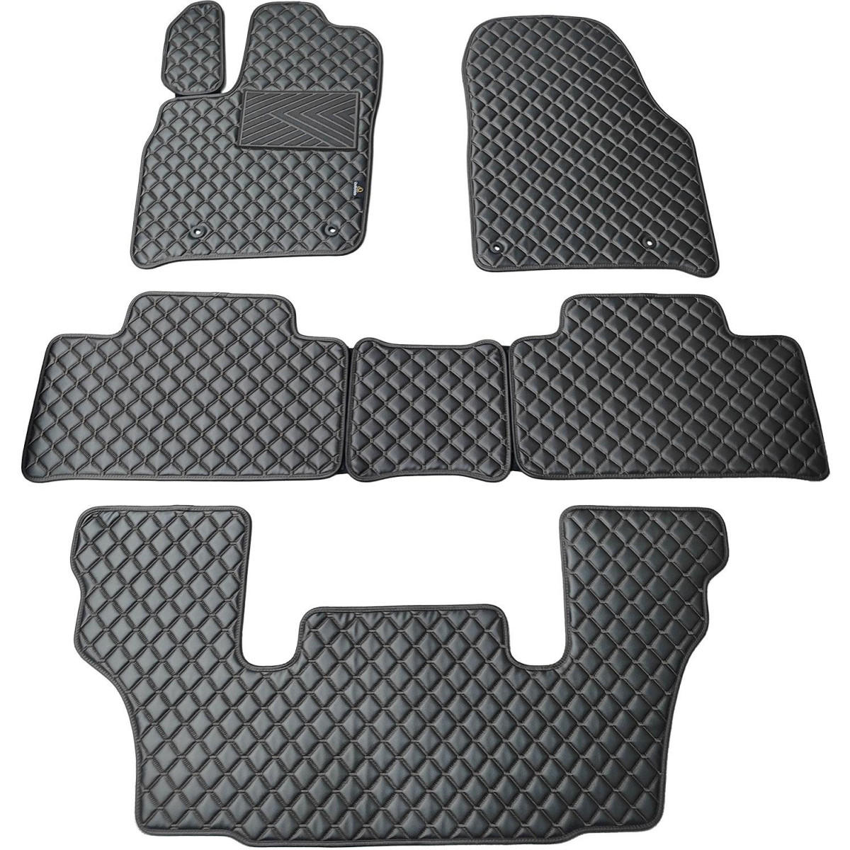 Eko ādas paklājiņi QuiltyMats DODGE DURANGO no 2011g. (I, II un III eilės 6v.) (Melna / melnas šuves)