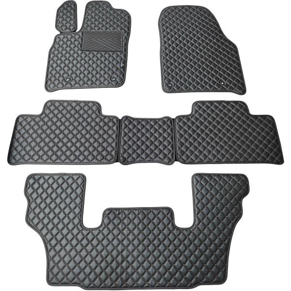 Eko ādas paklājiņi QuiltyMats DODGE DURANGO no 2011g. (I, II un III eilės 6v.) (Melna / melnas šuves)