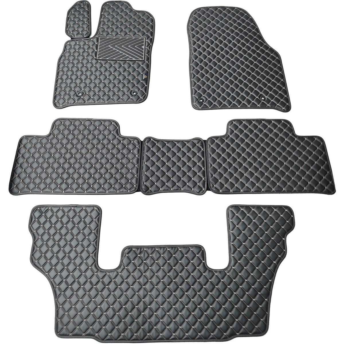 Eko ādas paklājiņi QuiltyMats DODGE DURANGO no 2011g. (I, II un III eilės 6v.) (Melna / pelēkas šuves)