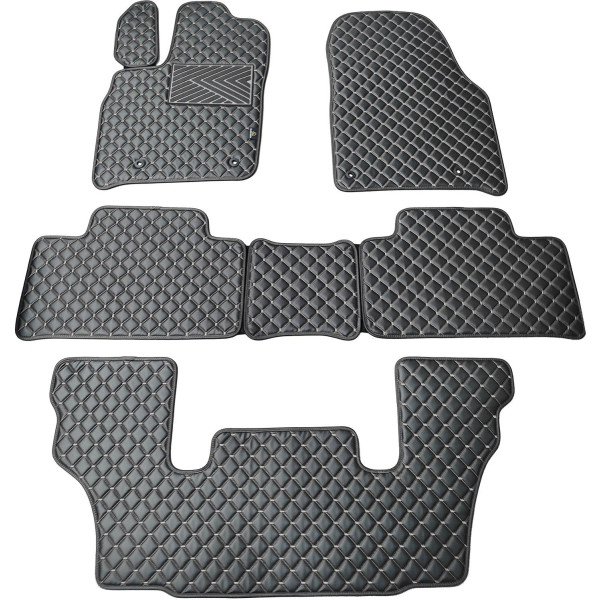 Eko ādas paklājiņi QuiltyMats DODGE DURANGO no 2011g. (I, II un III eilės 6v.) (Melna / pelēkas šuves)