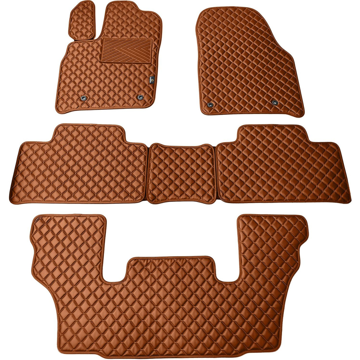 Eko ādas paklājiņi QuiltyMats DODGE DURANGO no 2011g. (I, II un III eilės 6v.) (Brūns / brūnas šuves)
