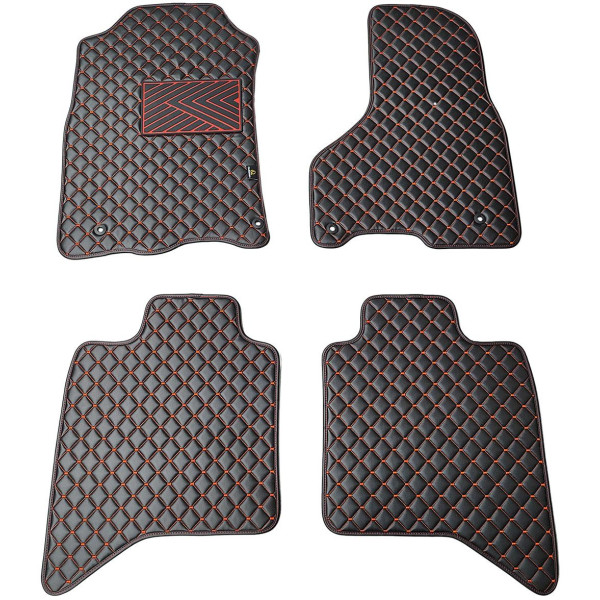 Eko ādas paklājiņi QuiltyMats DODGE RAM 2009-2019g. (Melna / sarkanas šuves)