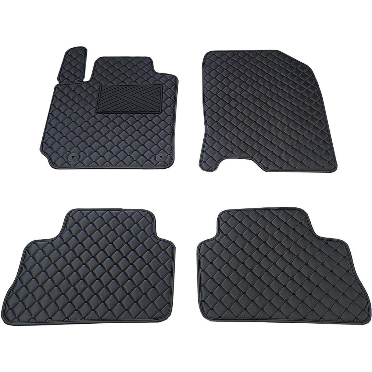 Eko ādas paklājiņi QuiltyMats HYUNDAI KONA 2017-2023g. (Melna / melnas šuves)