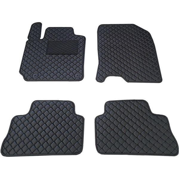 Eko ādas paklājiņi QuiltyMats HYUNDAI KONA 2017-2023g. (Melna / melnas šuves)