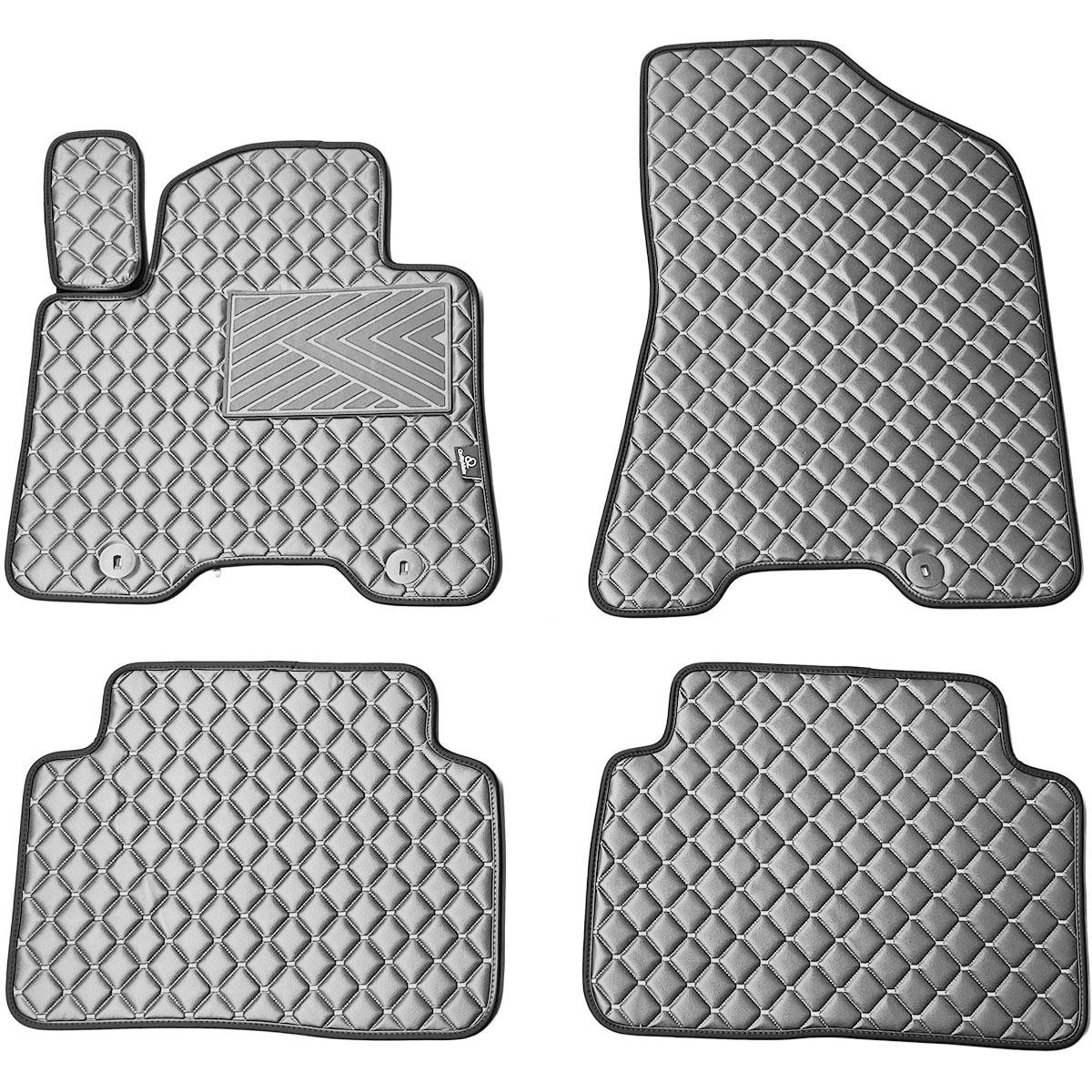 Eko ādas paklājiņi QuiltyMats HYUNDAI TUCSON 2015-2021g. (3 karta (TL)) (Pelēks / pelēkas šuves)