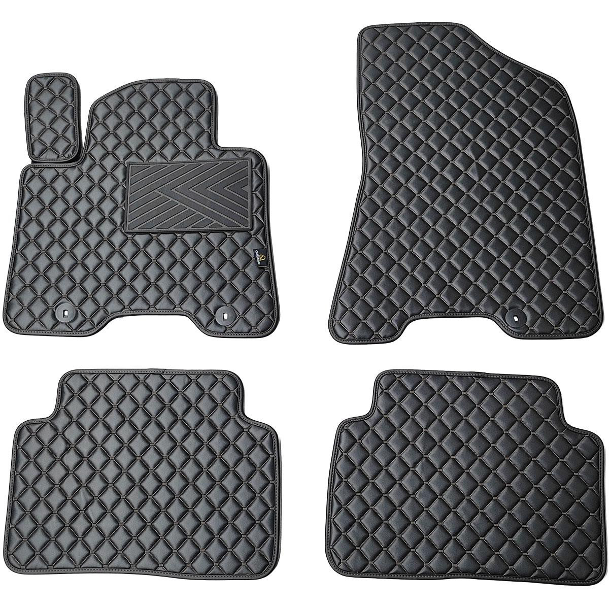 Eko ādas paklājiņi QuiltyMats HYUNDAI TUCSON 2015-2021g. (TL) (Melna / melnas šuves)