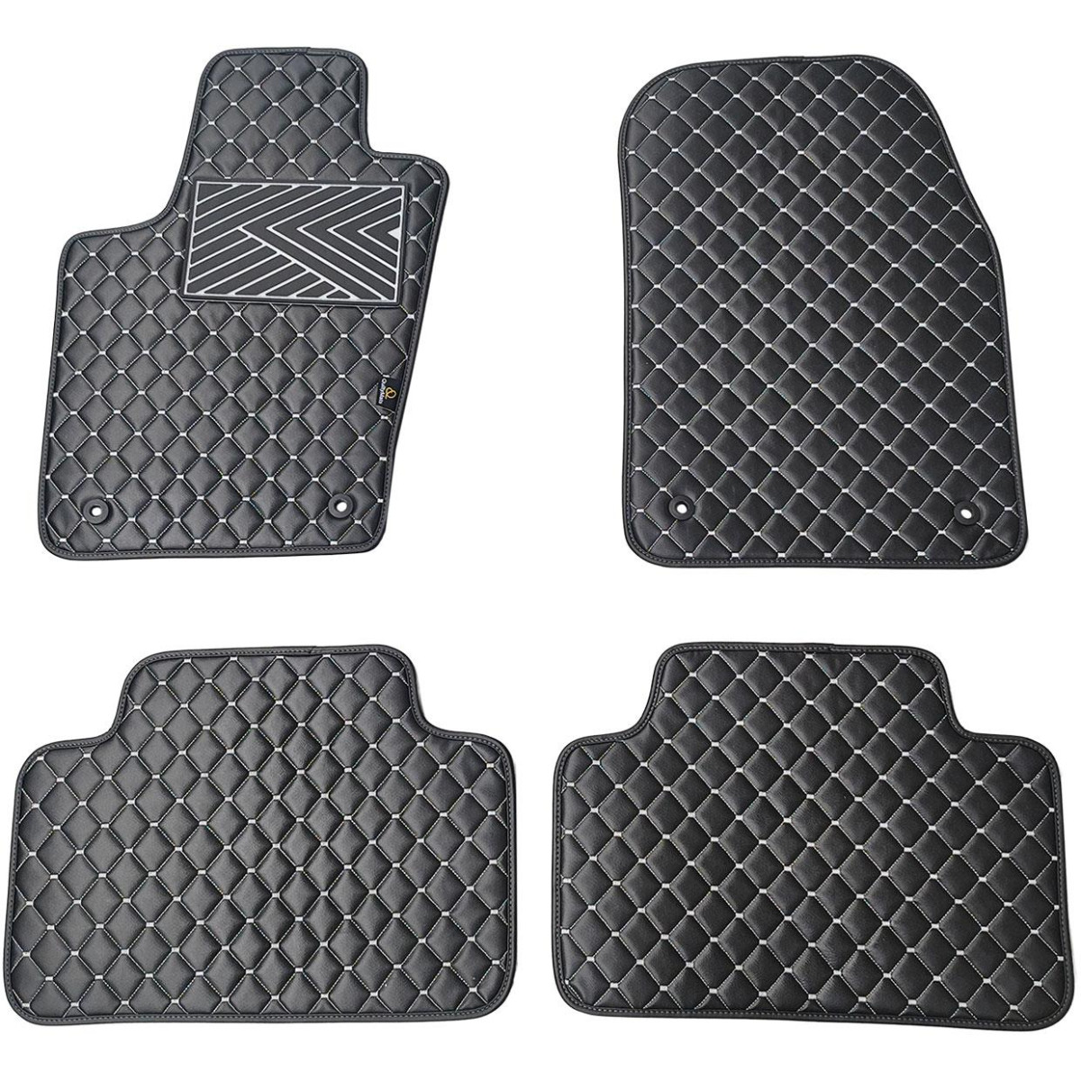 Eko ādas paklājiņi QuiltyMats JEEP GRAND CHEROKEE 2010-2020g. (Melna / pelēkas šuves)