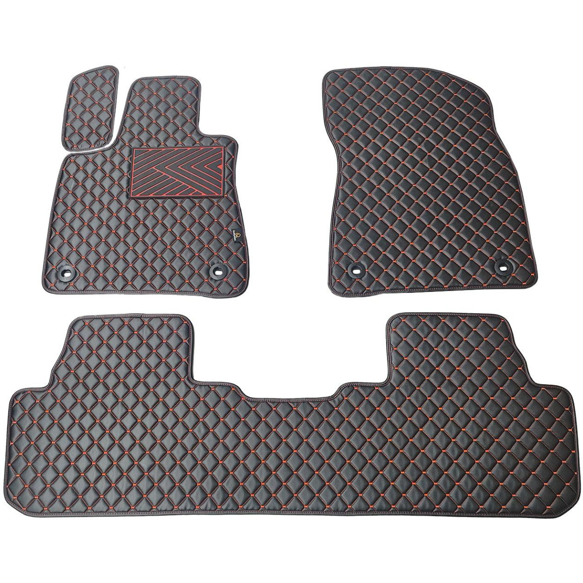 Eko ādas paklājiņi QuiltyMats LEXUS RX 2015-2022g. (Melna / sarkanas šuves)