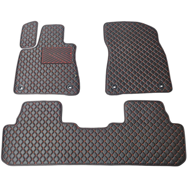 Eko ādas paklājiņi QuiltyMats LEXUS RX 2015-2022g. (Melna / sarkanas šuves)