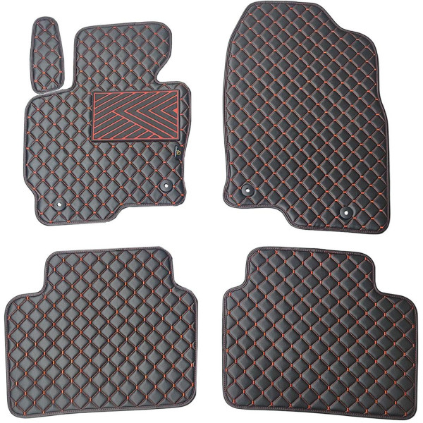 Eko ādas paklājiņi QuiltyMats MAZDA CX-5 2012-2016g. (Melna / sarkanas šuves)