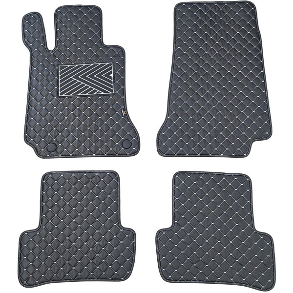 Eko ādas paklājiņi QuiltyMats MERCEDES-BENZ C-class W205 2014-2021g. (Melna / pelēkas šuves)