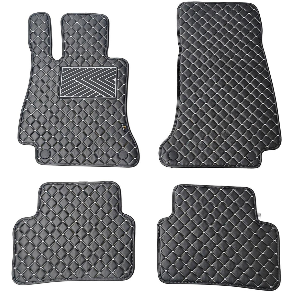 Eko ādas paklājiņi QuiltyMats MERCEDES-BENZ E-class W213 2016-2023g. (Melna / pelēkas šuves)