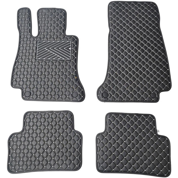 Eko ādas paklājiņi QuiltyMats MERCEDES-BENZ E-class W213 2016-2023g. (Melna / pelēkas šuves)