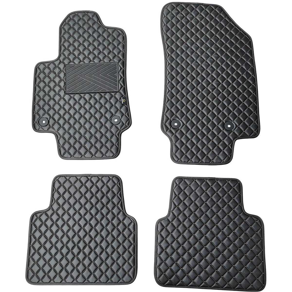 Eko ādas paklājiņi QuiltyMats OPEL CROSSLAND X 2017-2024g. (Melna / melnas šuves)