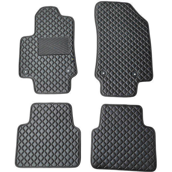 Eko ādas paklājiņi QuiltyMats OPEL CROSSLAND X 2017-2024g. (Melna / melnas šuves)