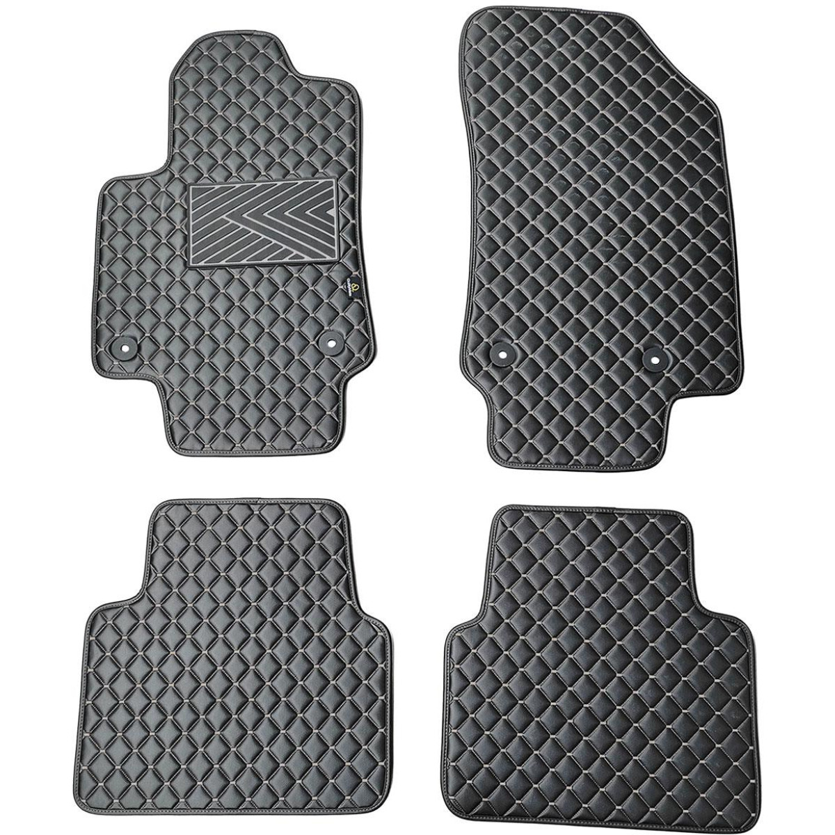 Eko ādas paklājiņi QuiltyMats OPEL CROSSLAND X 2017-2024g. (Melna / pelēkas šuves)