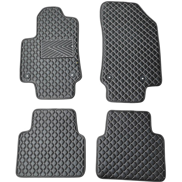 Eko ādas paklājiņi QuiltyMats OPEL CROSSLAND X 2017-2024g. (Melna / pelēkas šuves)