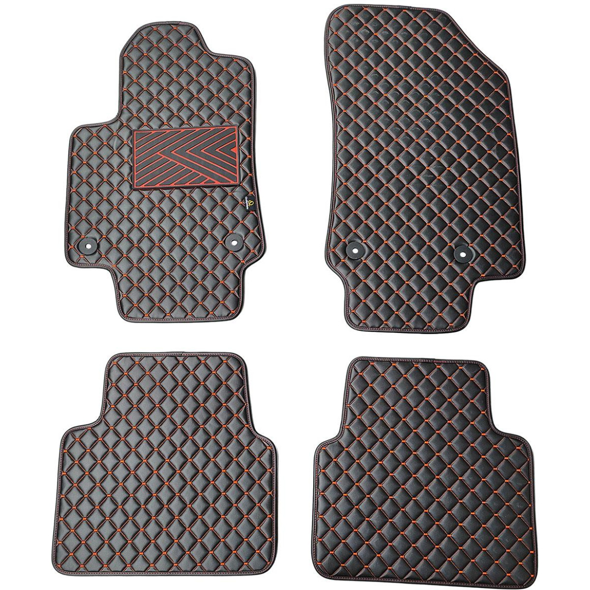 Eko ādas paklājiņi QuiltyMats OPEL CROSSLAND X 2017-2024g. (Melna / sarkanas šuves)