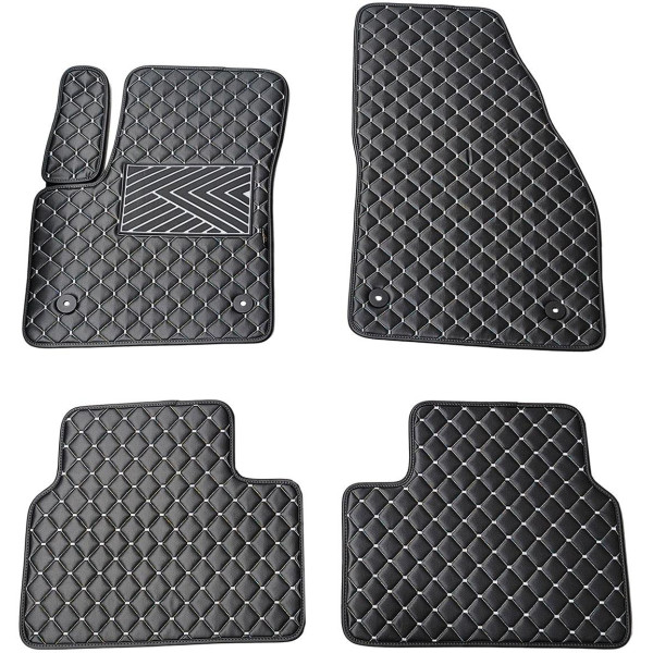 Eko ādas paklājiņi QuiltyMats OPEL MERIVA 2010-2017g. (B) (Melna / pelēkas šuves)