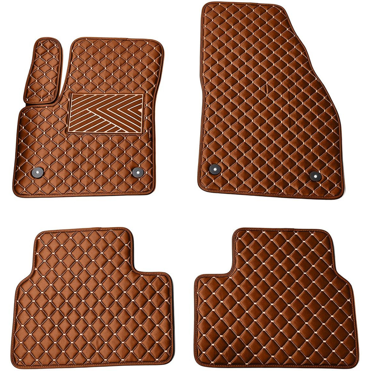Eko ādas paklājiņi QuiltyMats OPEL MERIVA 2010-2017g. (B) (Brūns / brūnas šuves)